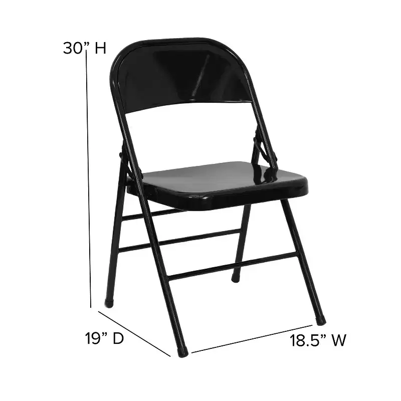 Emma and Oliver 4 Pack Triple Braced & Double Hinged Metal Folding Chair