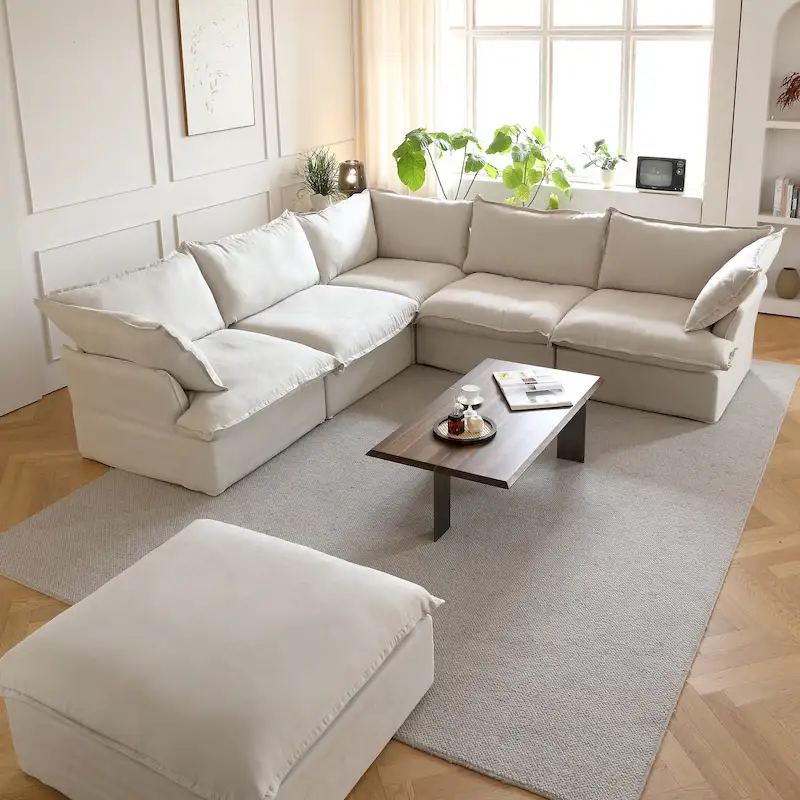 6-Piece Upholstered Sectional Corner Sofas