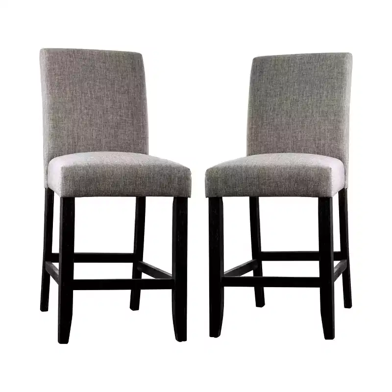 Set of 2 Norelo 25" Upholstered Counter Height Barstools Light Gray - HOMES: Inside + Out: Transitional Style, Footrest
