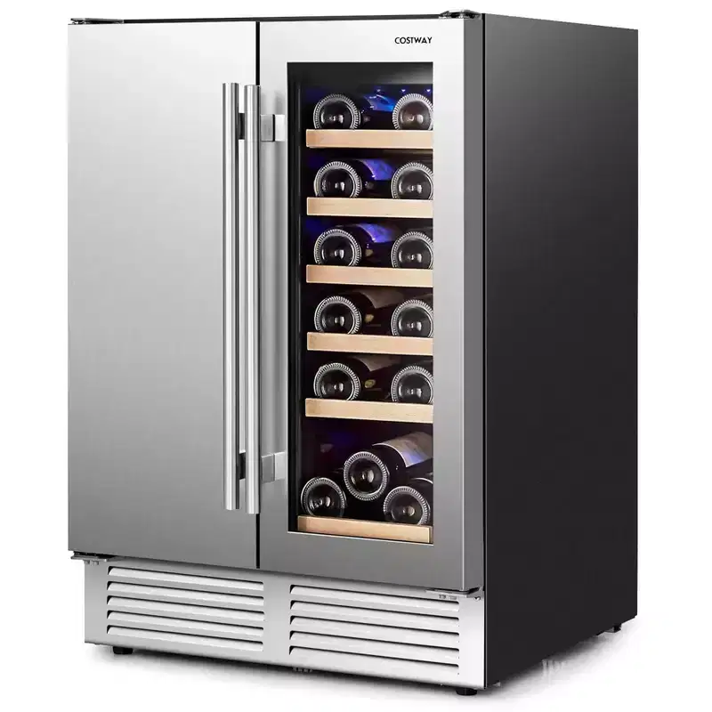 Costway 2-in-1 Beverage and Cooler Free-standing & Built-in Dual Zones Fridge