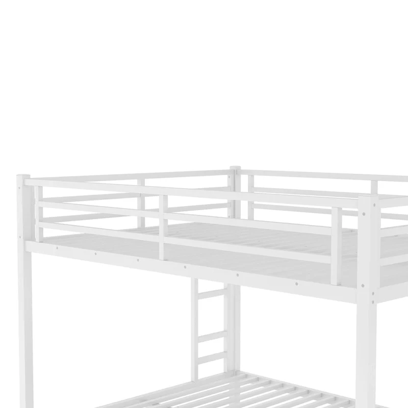 Heavy Duty Queen Over Queen Metal Bunk Bed - White