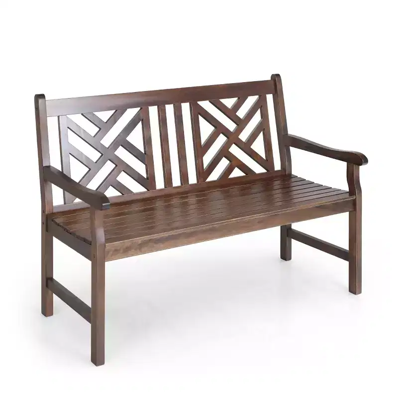 Outdoor Poplar Wood Loveseat Bench - Natural - Captiva Designs: For Garden & Porch, Fade-Resistant