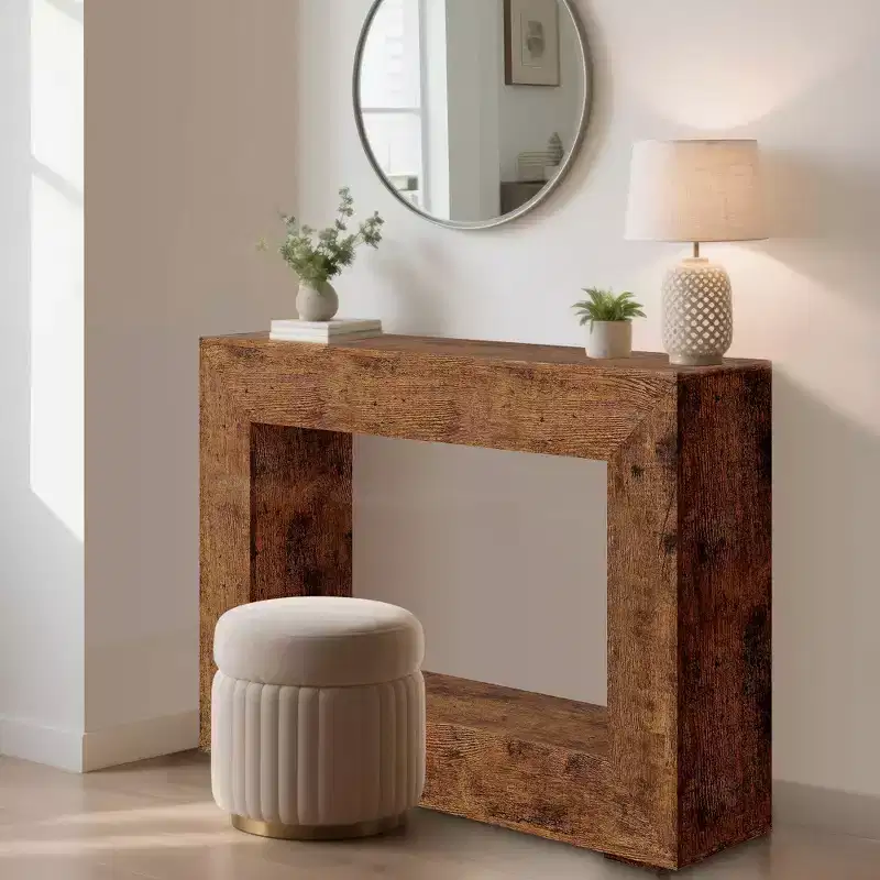 47 Farmhouse Console Table - Long Sofa Table Behind Couch, Wooden Entryway Table for Living Room, Hallway, Entrance, Rustic Rectangular Design