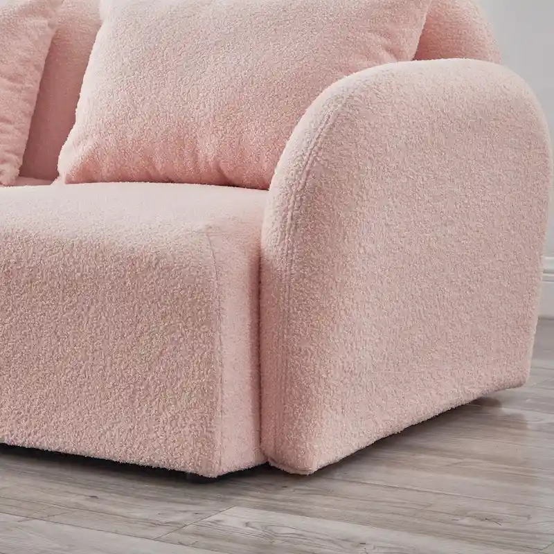 Living Room Furniture Three Seat Lazy Sofa Teddy Fabric White,High quality and durable