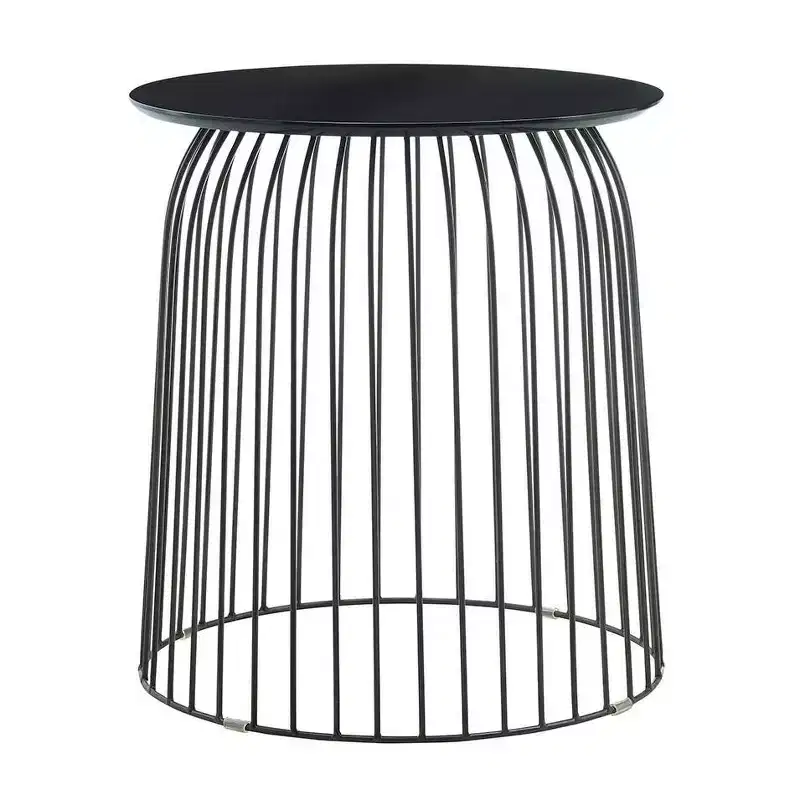 Wallace Accent Table Black - Finch: Modern Geometric Metal Legs, Powder-Coated Iron Frame, No Assembly Required