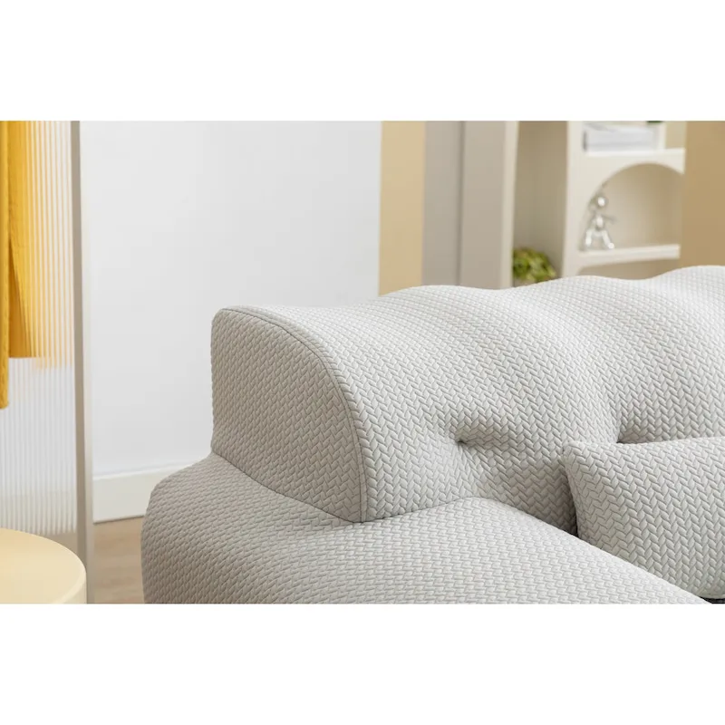 Beige Button-Tufted Accent Chair with High-Density Foam Cushion