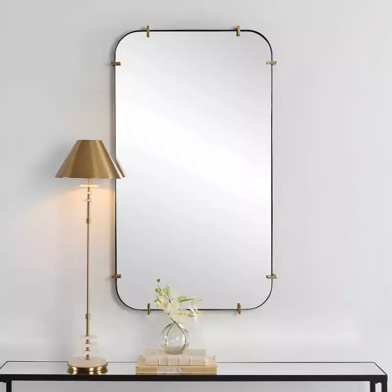Uttermost Pali Black 27 1/4 x 47 1/2 Rectangular Wall Mirror