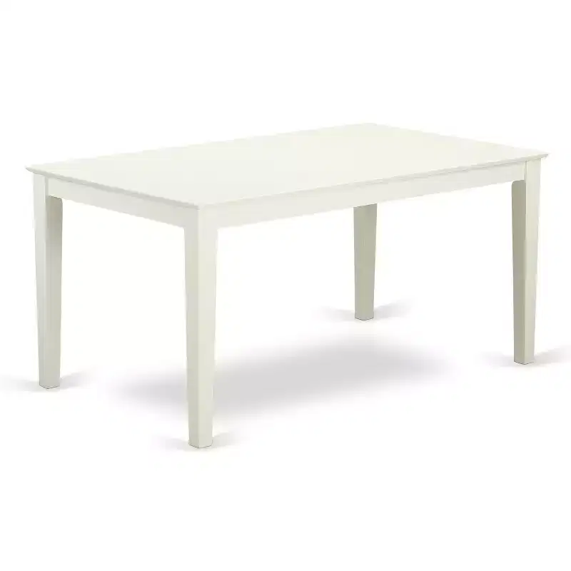 HomeStock Linen White 7 Piece Kitchen Table Set Rectangle Table and 6 Chairs