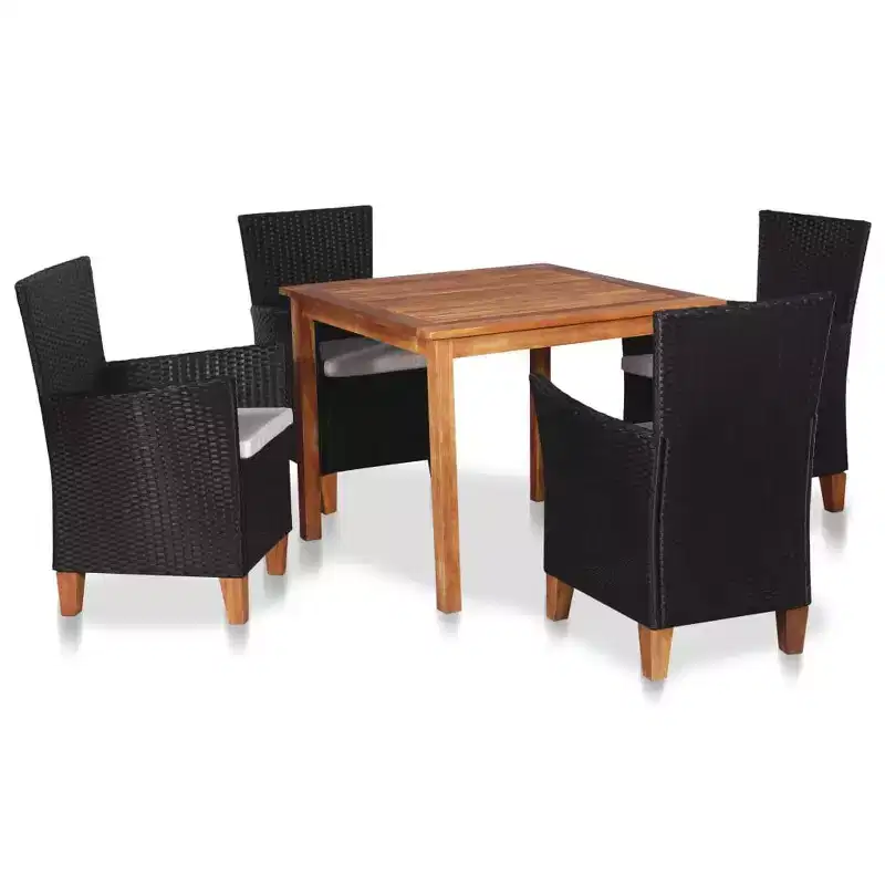 vidaXL Patio Dining Set Set of 5 Black and brown