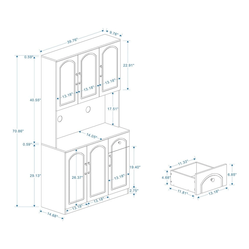 Kitchen Pantry Storage Cabinet with Microwave Oven Countertop