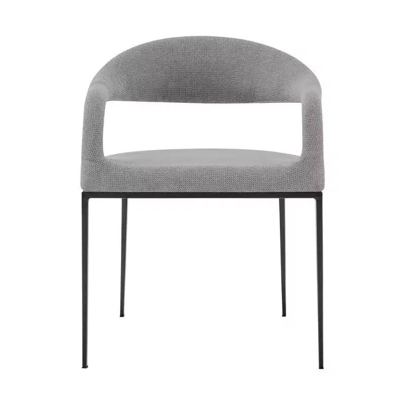 Set of 2 Upholstered Iron & Fabric Dining Chairs with Arms, 250LBS, Low Back