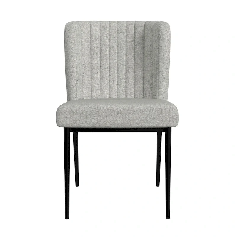 HomePop ChannelBack Dining Chair with Metal Legs-Gray Woven (set of 2)