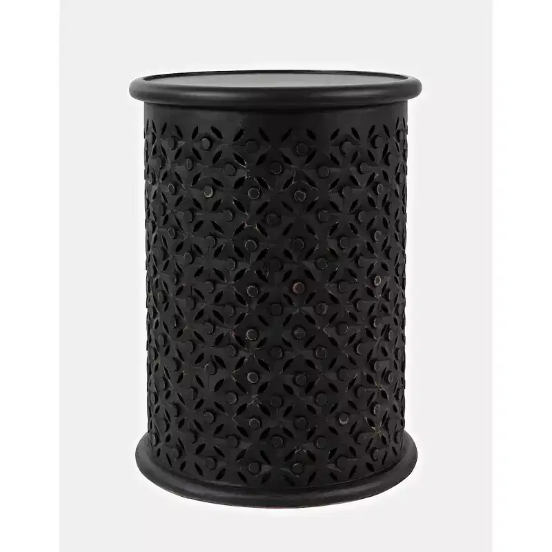 Distressed Hardwood Global Drum End Table