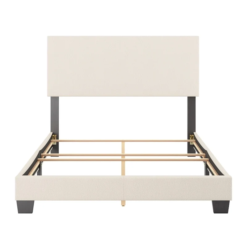 Nova Upholstered Modern Boucle Bed, Box Spring Required