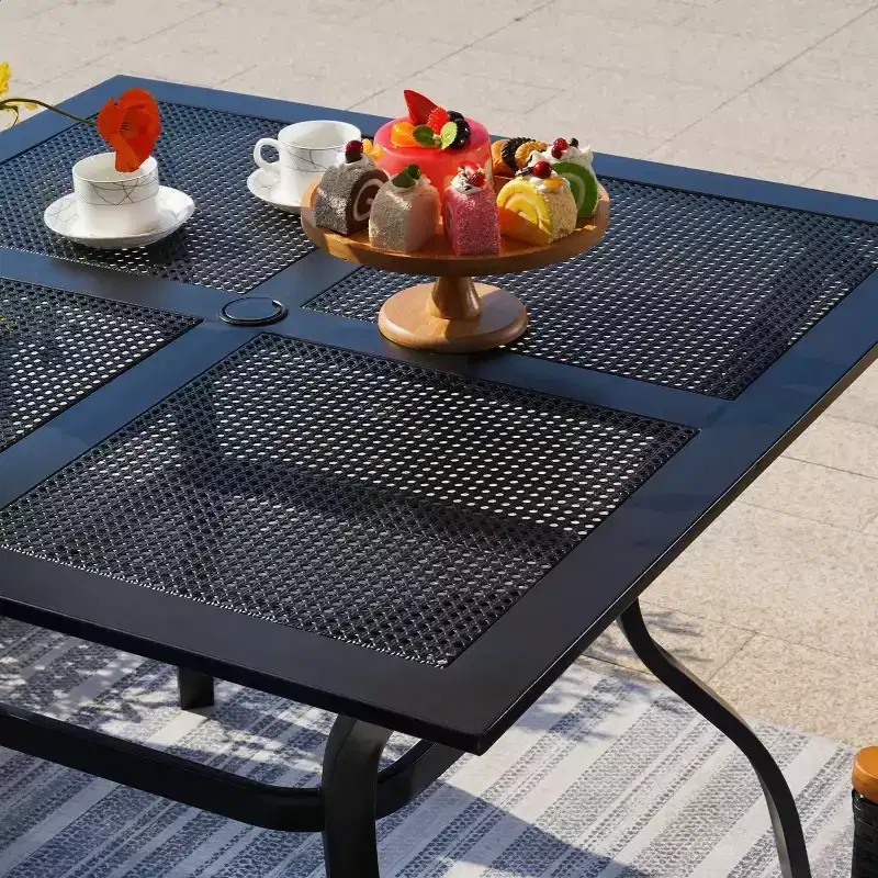 5pc Patio Set with Swivel Chairs & Square Metal Table - Captiva Designs: Outdoor Dining Furniture Set