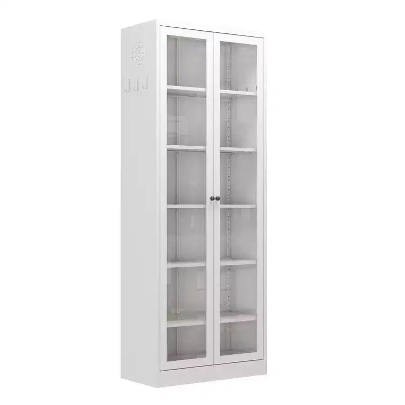 VIYET 72H Heavy-Duty Metal Kitchen Pantry Cabinet,5 Adjustable Shelves+Glass Doors,80LBS/Shelf Freestanding for Kitchen/Pantry/Bathroom(White)
