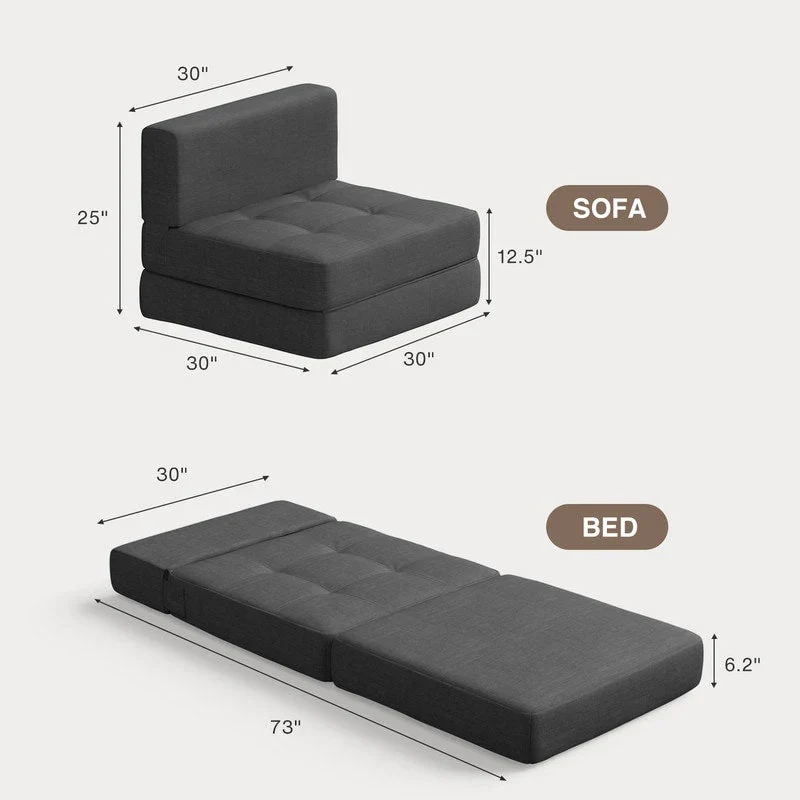 3 in 1 Convertible Flip Chair, Fold Down Chair, Flip Out Lounger Sleeper Bed