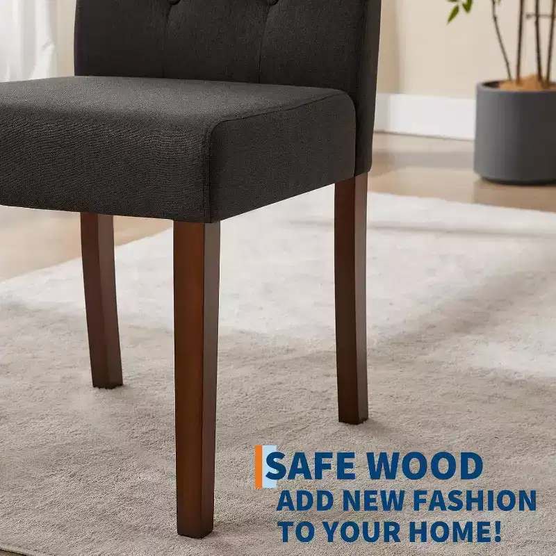 Button Tufted Parsons Dining Chairs Set of 2, Upholstered Fabric Kitchen Chairs with Padded Seats & Wood Legs, Living Room Kitchen Furniture
