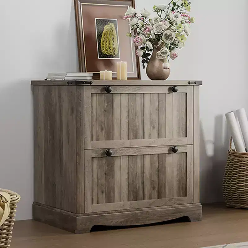 Farmhouse File Cabinet with 2 Drawers, Rustic Storage Cabinet for Home Office, A4/Letter/Legal Size Documents