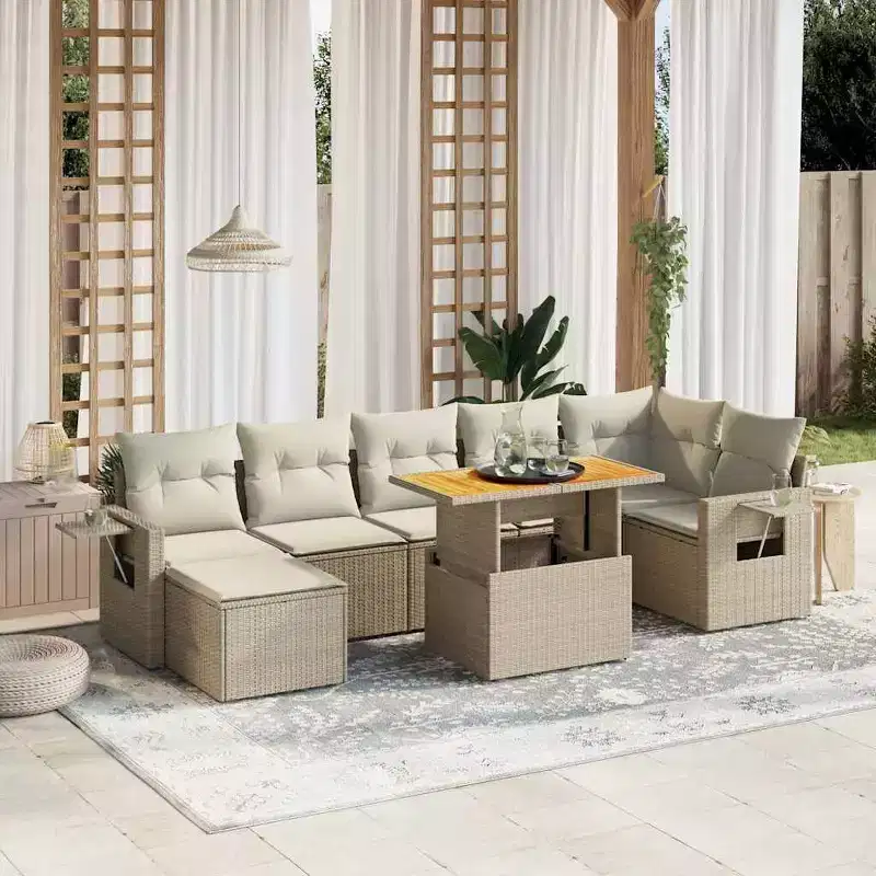 vidaXL Garden Sofa Set and Poly Rattan Large