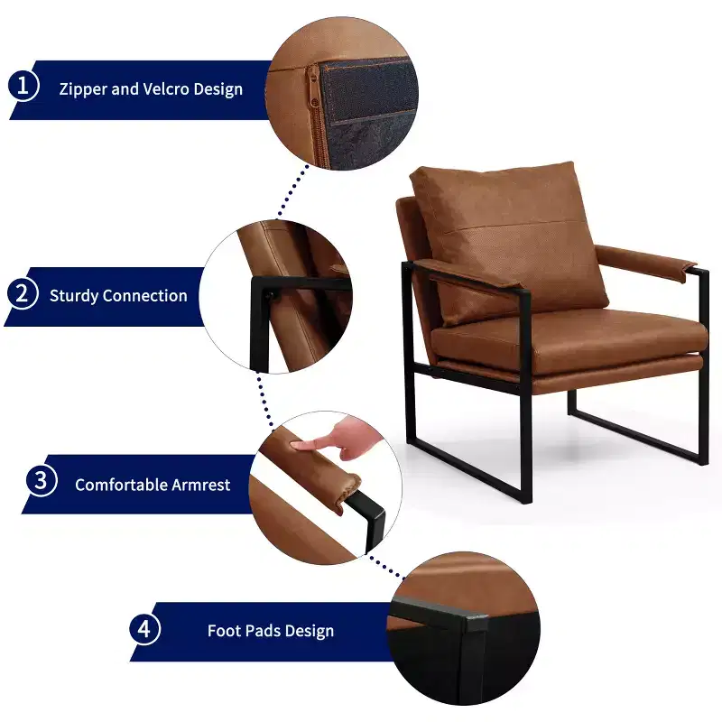 Subrtex Upholstered Modern Accent Chair with Metal Frame