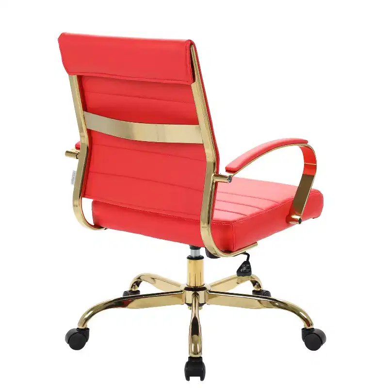 38 in.H Adjustable Height Blue Faux Leather Seat with Swivels Ergonomic Office Chair