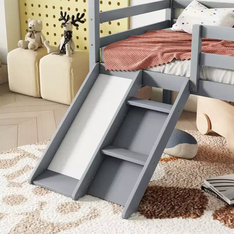 MAYEERTY King Bunk Bed Safety Rail Soft-Close Drawers Kid-Friendly