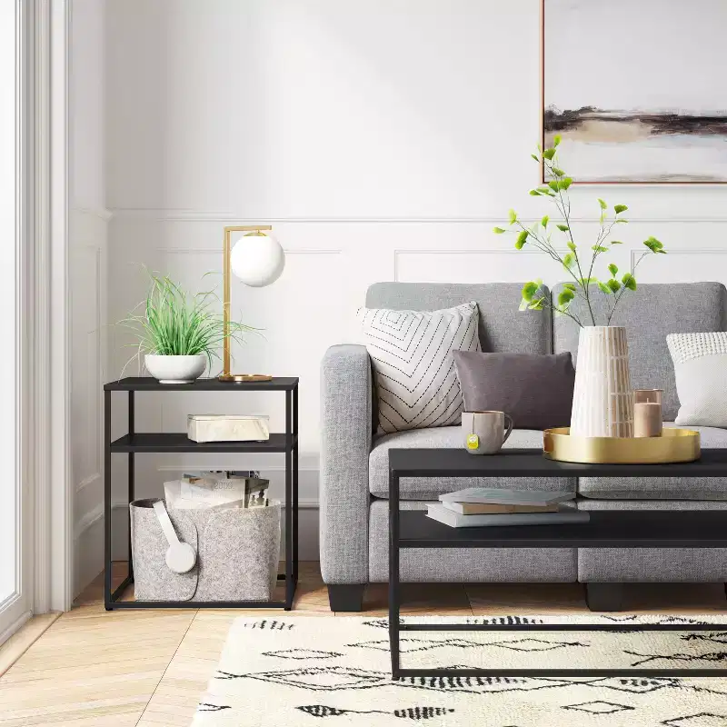 Glasgow Metal Side Table Black - Threshold™: Modern Square Design, No Assembly Required