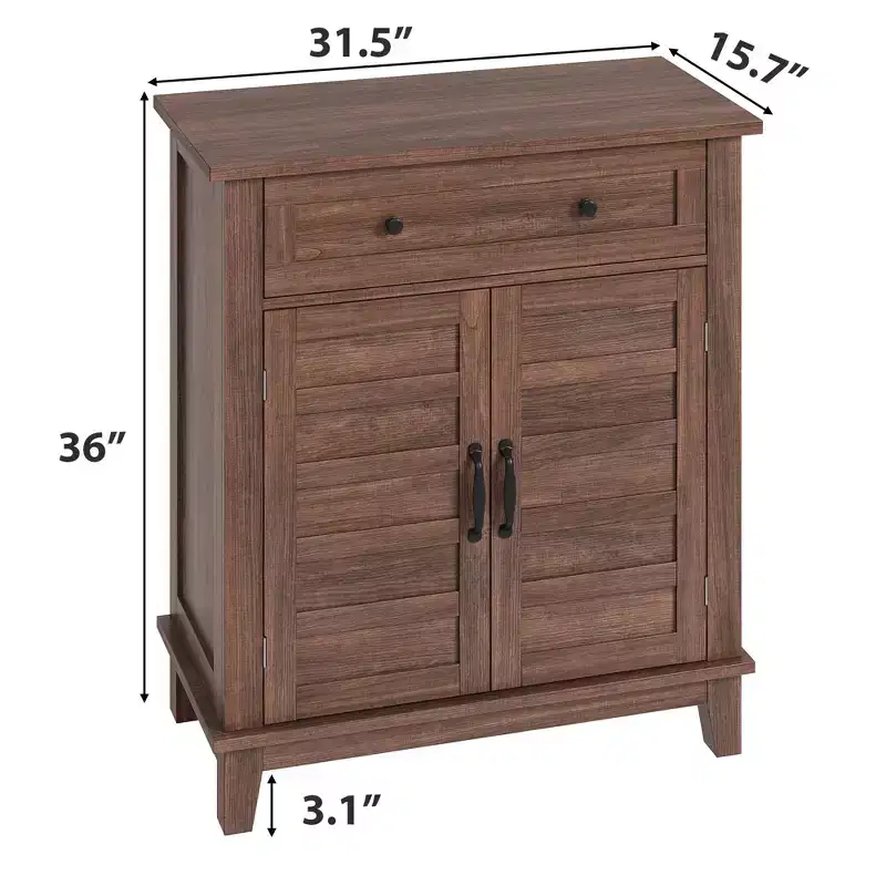 Modern Sideboard Buffet Cabinet with 3-Tiers Adjustable Shelf with 7 Gears,Kitchen Storage Cabinet with a Large Drawer for Dining Room, Entryway