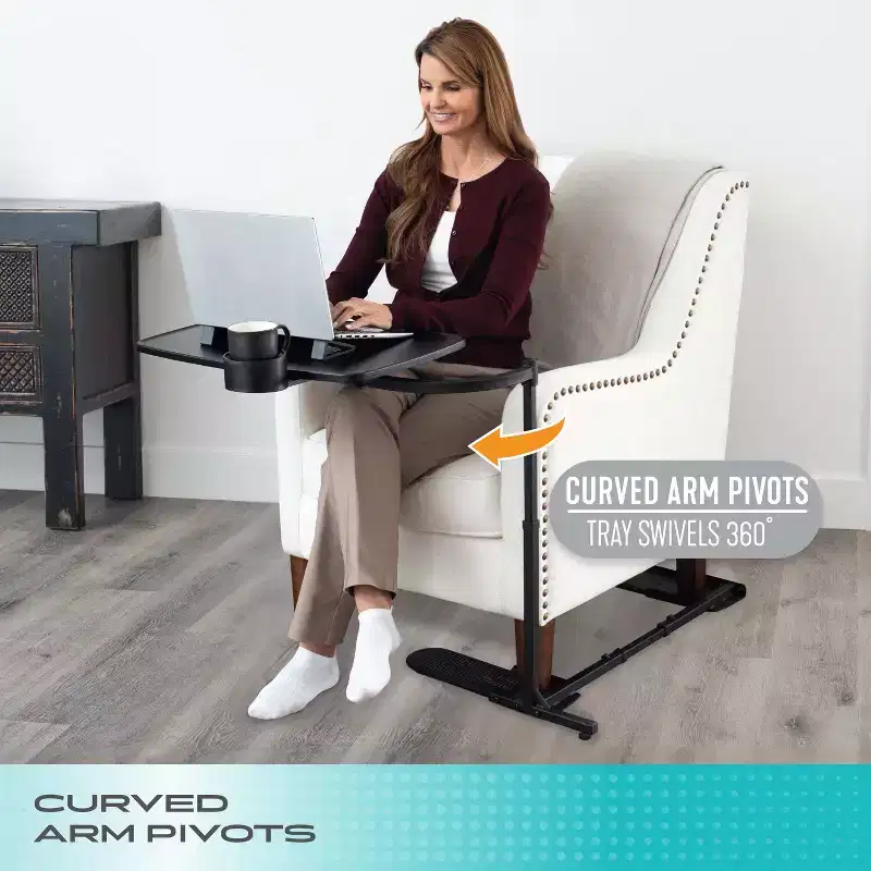 Stander Wonder Tray, Adjustable Swivel TV Tray & Laptop Desk with Cupholder & Laptop Wedges, XL, Black