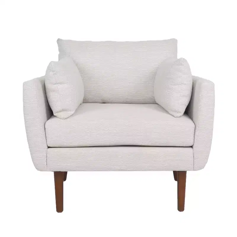 Upholstered Club Chair with 2 Accent Pillows & Birch Wood Legs – 37.5