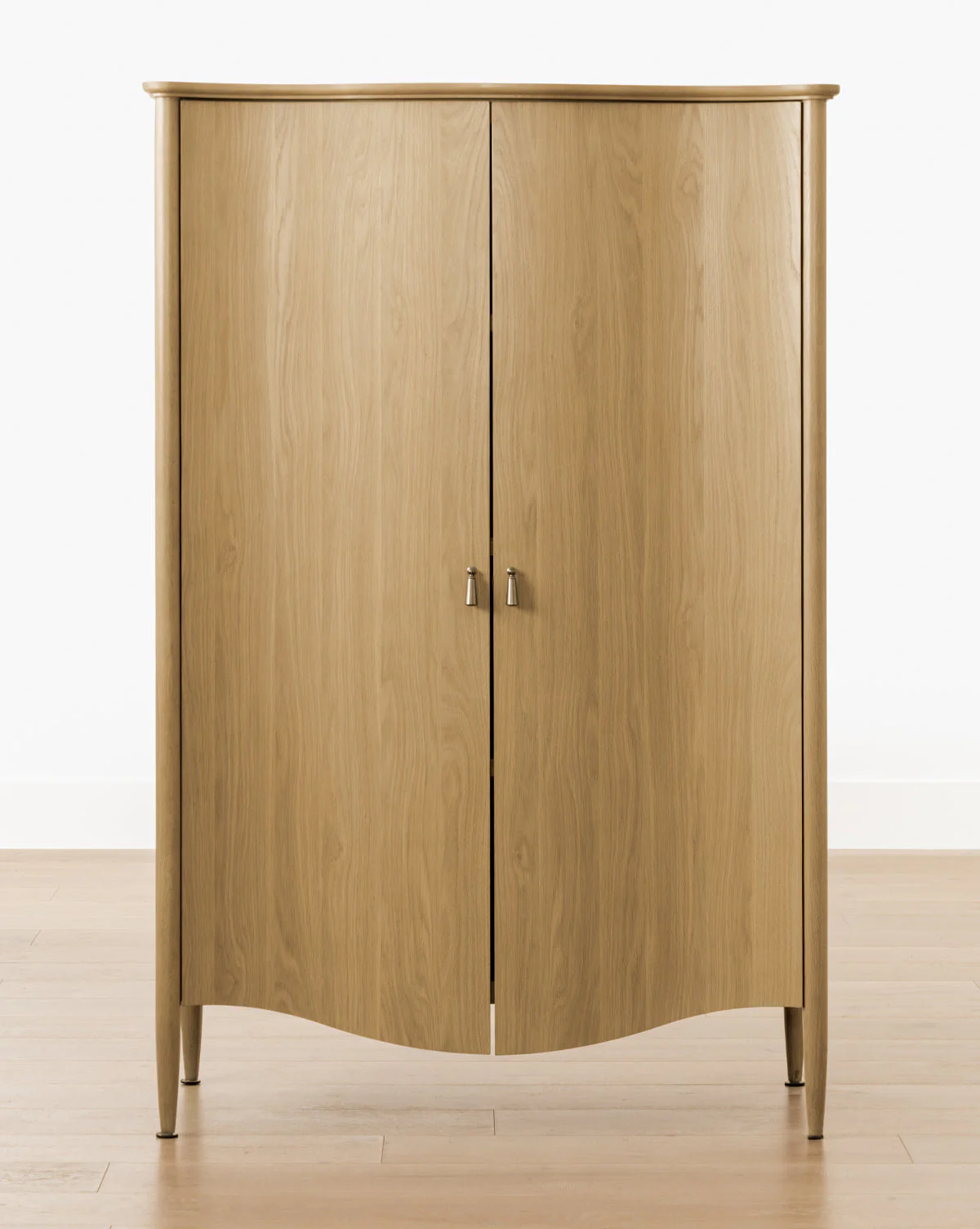 Heritage Oak Cabinet with Brass Pulls & Soft-Close Doors for Living Room