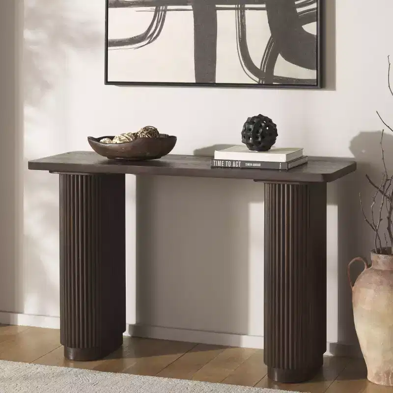 Brown Wood Console Table, Entryway Hallway Accent Table