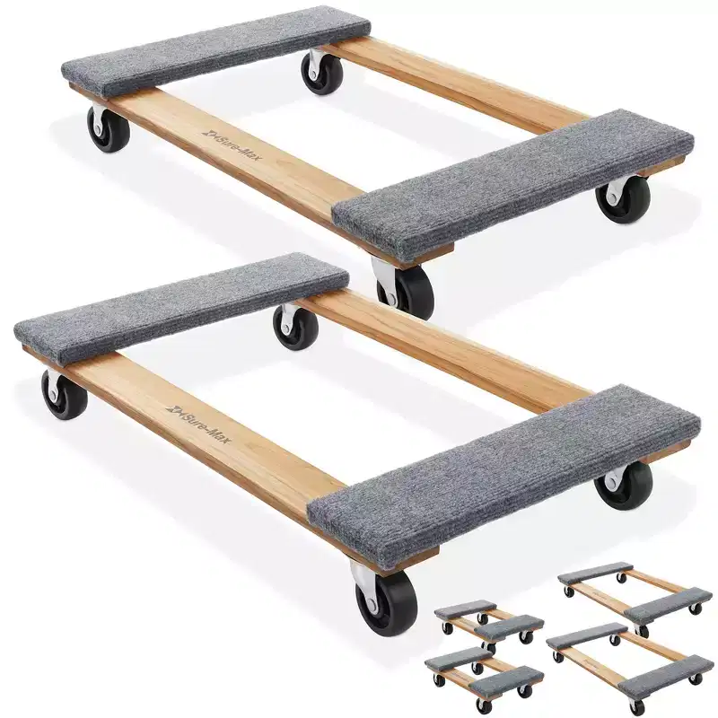 Sure-Max Heavy-Duty Furniture Moving Dolly, 2-Pack,Premium Hardwood with Swivel Casters, 1,320 lbs. Total Capacity