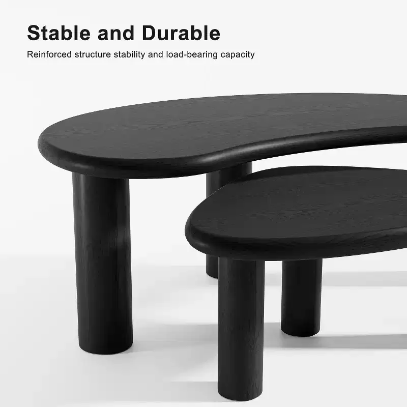 PexFix Cashew Solid Wood Coffee Table Sofa Side Table Set