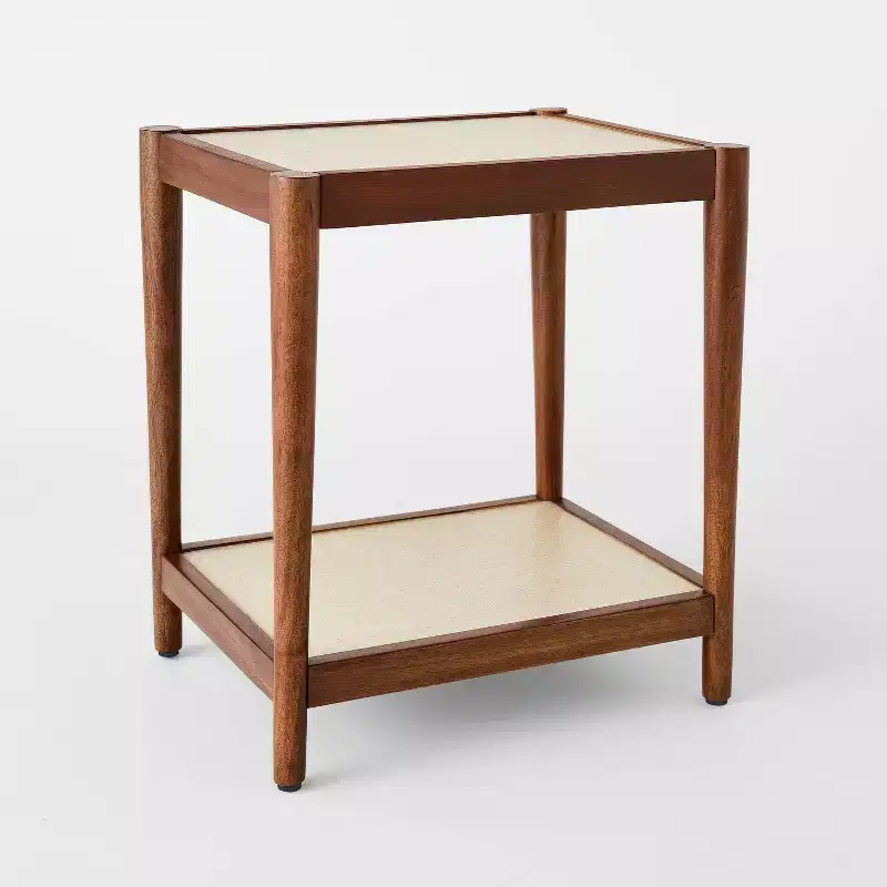 Natural Linen Side Table with Shelf Mahogany Brown - Threshold™ designed with Studio McGee