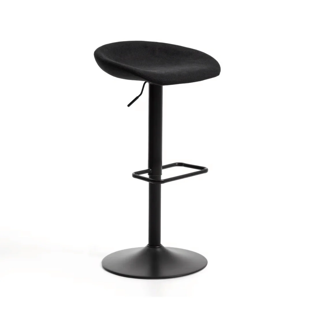 Black Steel Barstool with Swivel and Upholstered for Kitchen