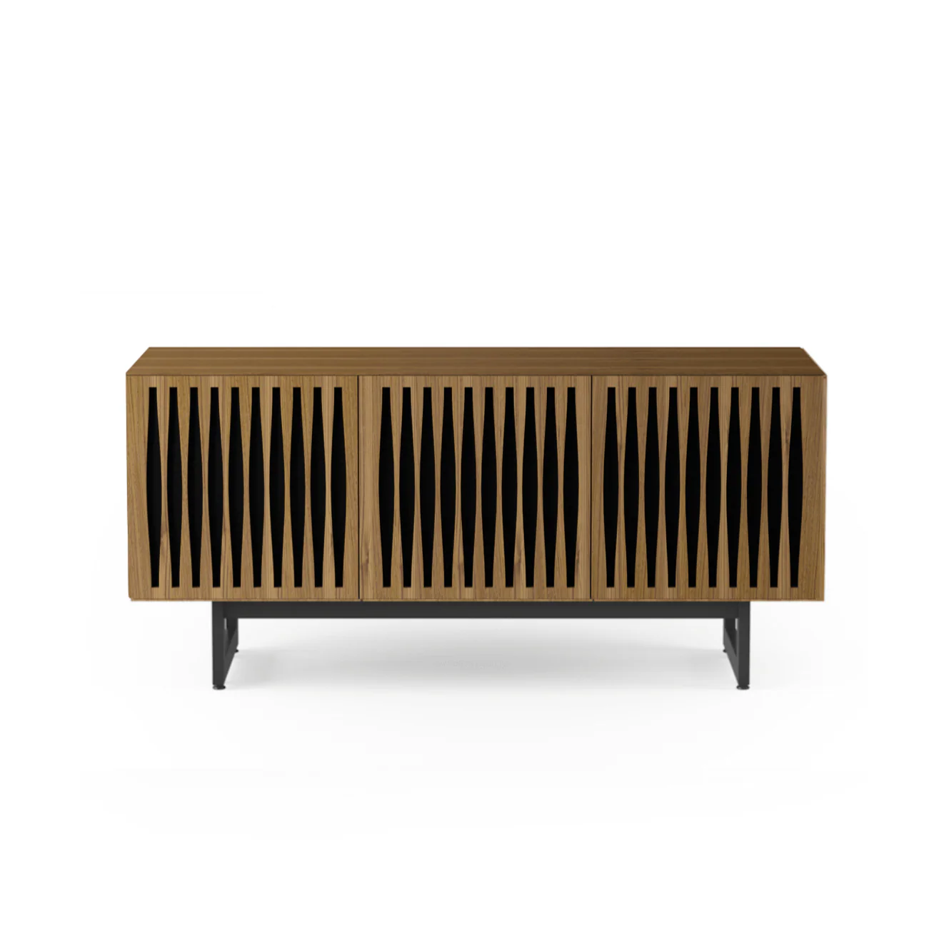 Mid-Century Natural Walnut Entertainment Cabinet for Living Room