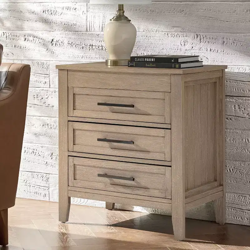 Yaran 3 Drawer Nightstand-BLACK