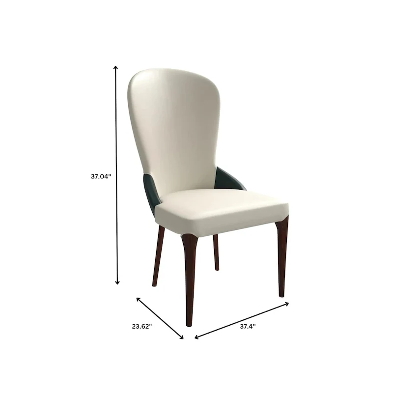 Leather Upholstered Solid Wood Dining Chair with Two-Tone Design