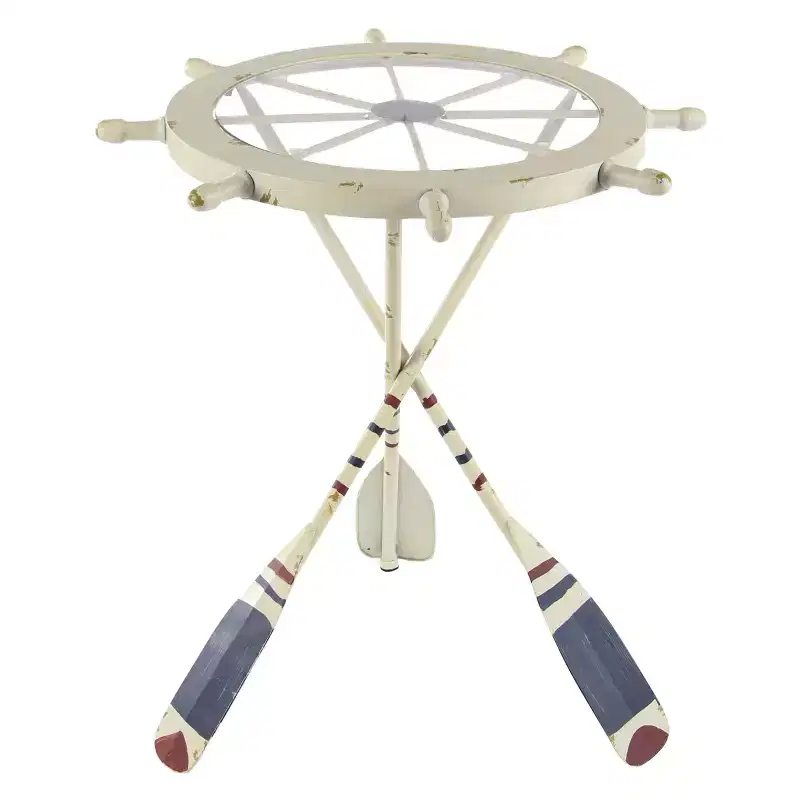 Metal Round Table White: Coastal Style, 24