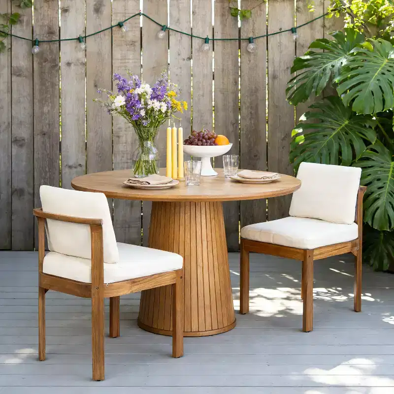 Christopher Knight Home Grayson Patio Modern Acacia Wood Armless Dining Chairs with Cushions