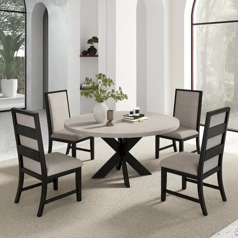 Gates 5-Piece Round Dining Set, Light Gray