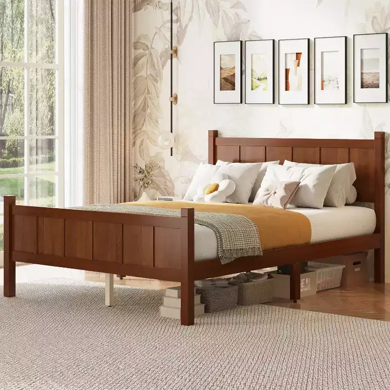 Twin Size Flat Panel Bed with Headboard & Footboard