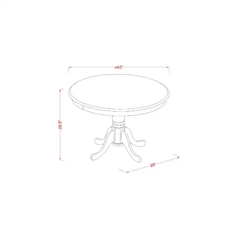 HomeStock Modern Kitchen Table with Table Top Surface and Asian Wood Dining Table Pedestal Legs
