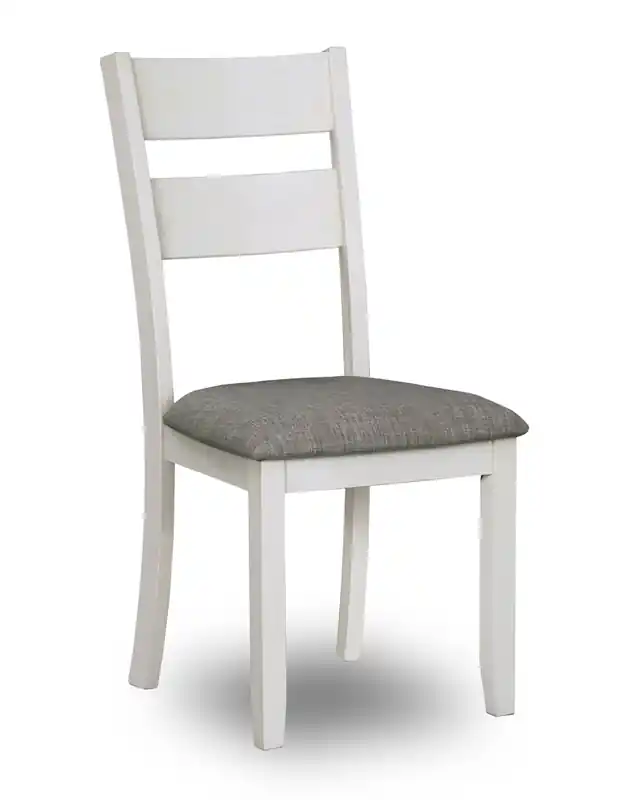 Dining Chair with Linen-Look Fabric, Wood, Ladder-Back