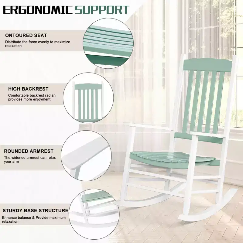 Karl Home | 24-Inch Solid Wood Patio Rocking Chair