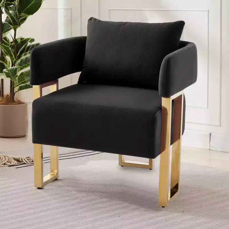Set of 2 Modern Upholstered Accent Chairs with Gold Square Metal Legs & Foam Cushion, 26