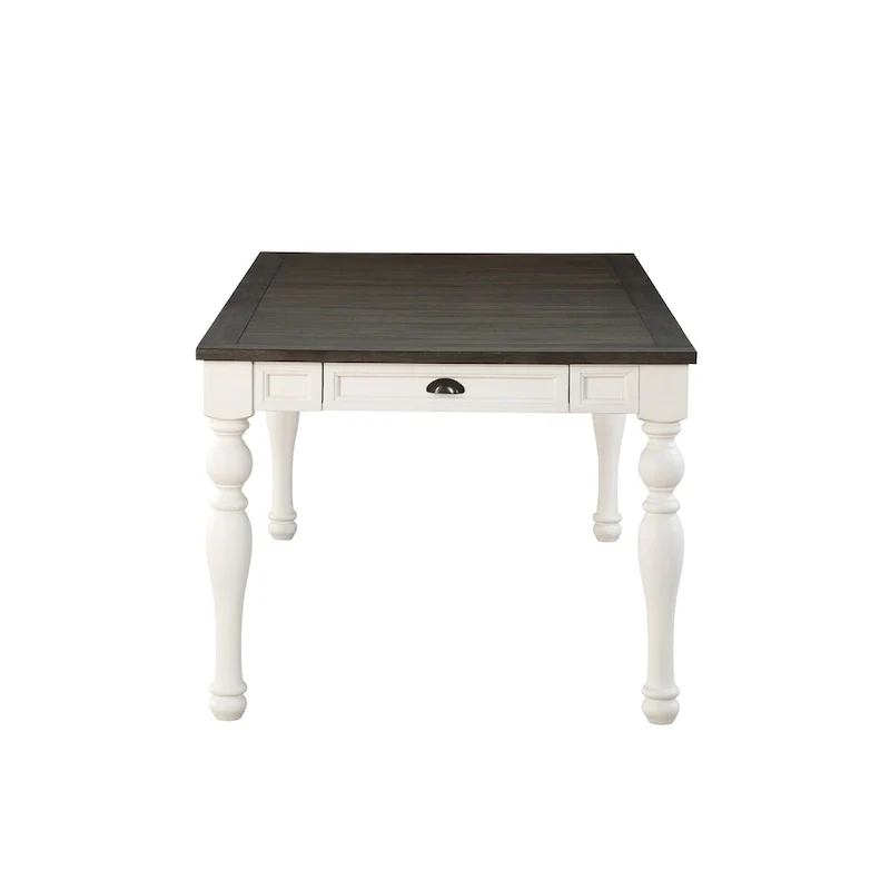 Two-Tone Farmhouse Dining Table, Soft White & Dark Oak, Seats 6