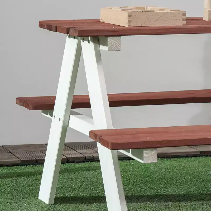Etokfoks Kids picnic table set wooden table and benches for outdoor garden backyard ages 3 to 8 35 in L x 31 in W x 19.75 in H
